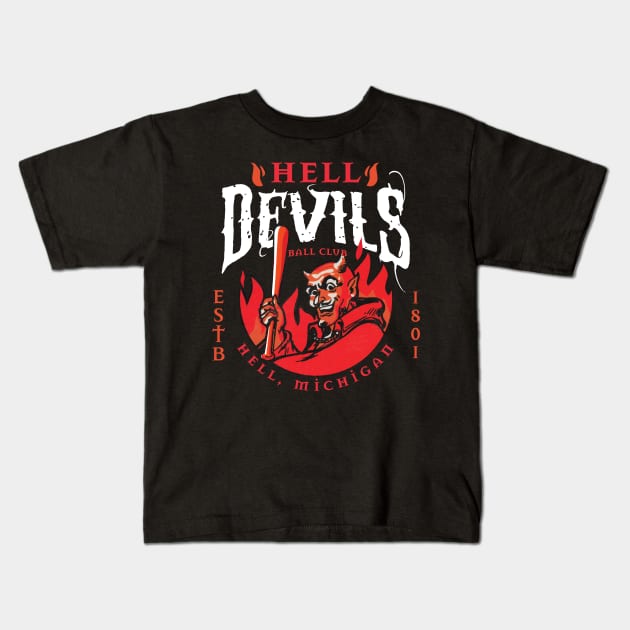 Hell Michigan Devils Kids T-Shirt by MindsparkCreative